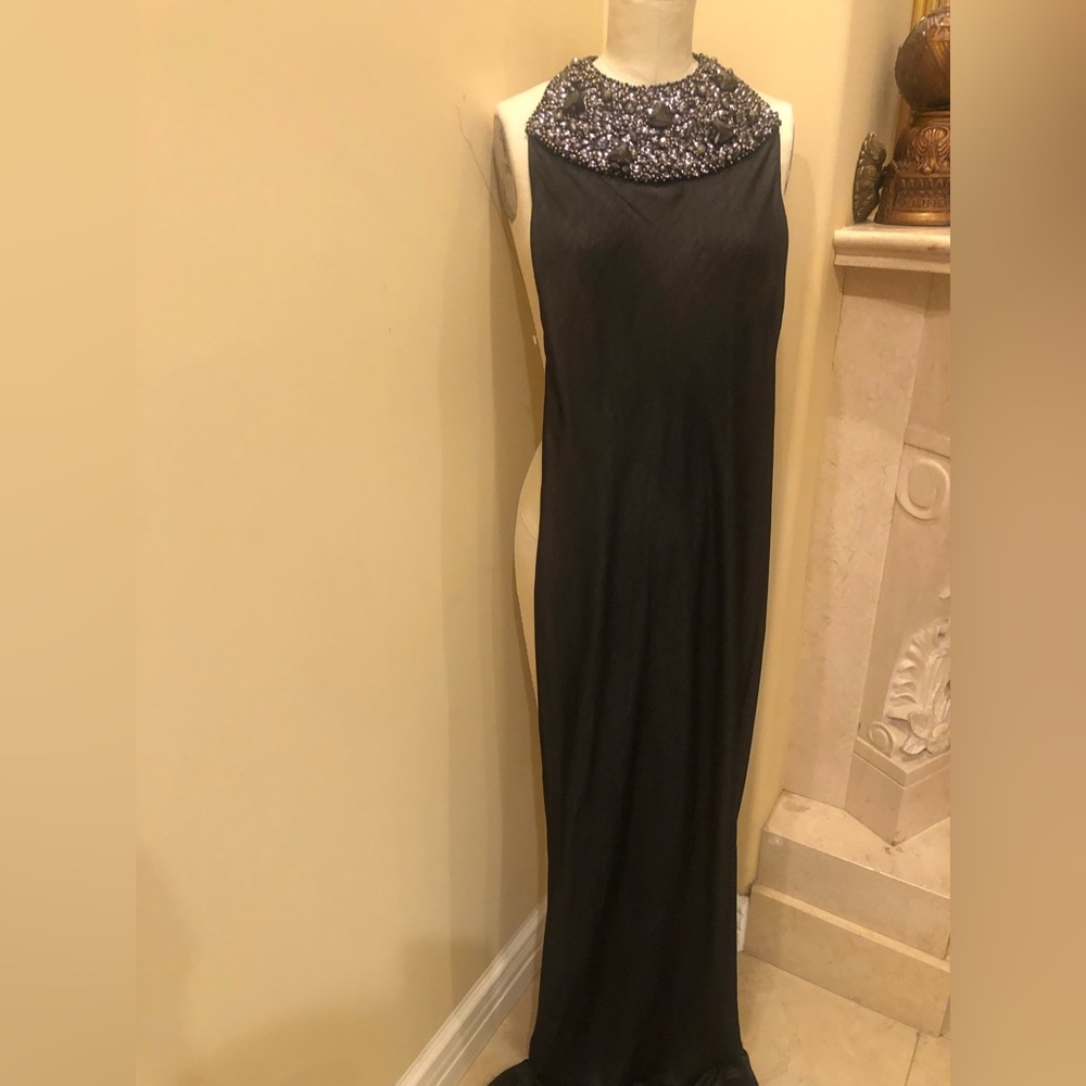 Open back, black gown with beaded detail size 0
